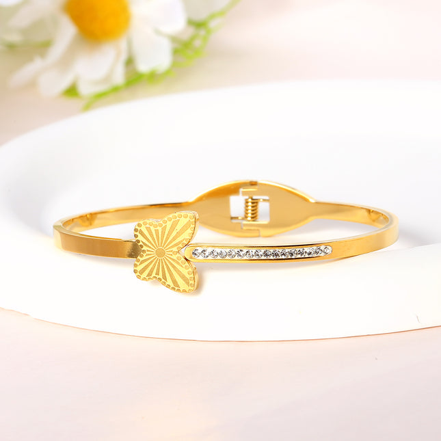 Pulsera Brazalete De Acero Inoxidable Con Mariposa Diseño De Resorte