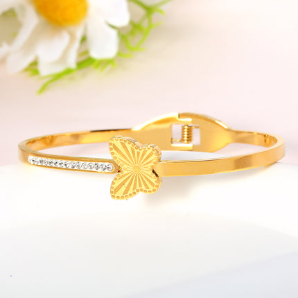 Pulsera Brazalete De Acero Inoxidable Con Mariposa Diseño De Resorte