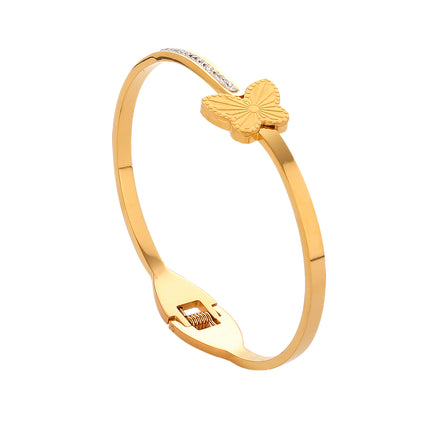 Pulsera Brazalete De Acero Inoxidable Con Mariposa Diseño De Resorte