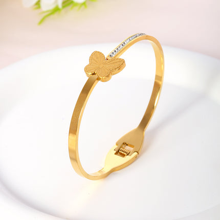 Pulsera Brazalete De Acero Inoxidable Con Mariposa Diseño De Resorte