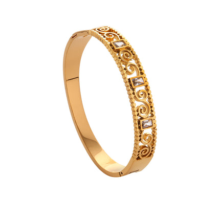 Pulsera Brazalete De Acero Inoxidable Con Patrón De Nubes Y Circon