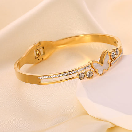 Pulsera Brazalete De Acero Inoxidable Con Mariposa Diseño De Elegante