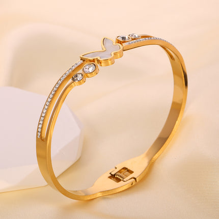 Pulsera Brazalete De Acero Inoxidable Con Mariposa Diseño De Elegante