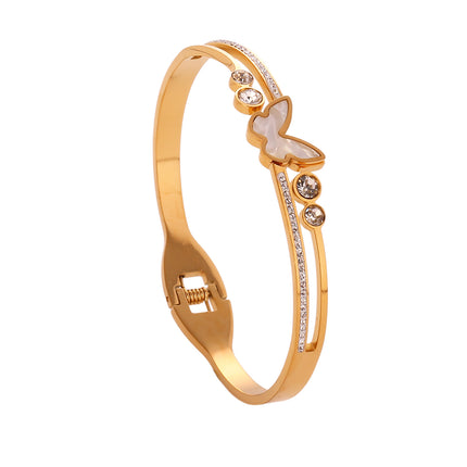 Pulsera Brazalete De Acero Inoxidable Con Mariposa Diseño De Elegante