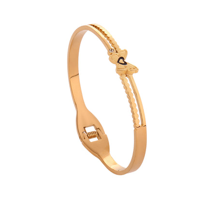 Pulsera Brazalete Con Mariposa Y Corazón Negro En Diseño Irregular