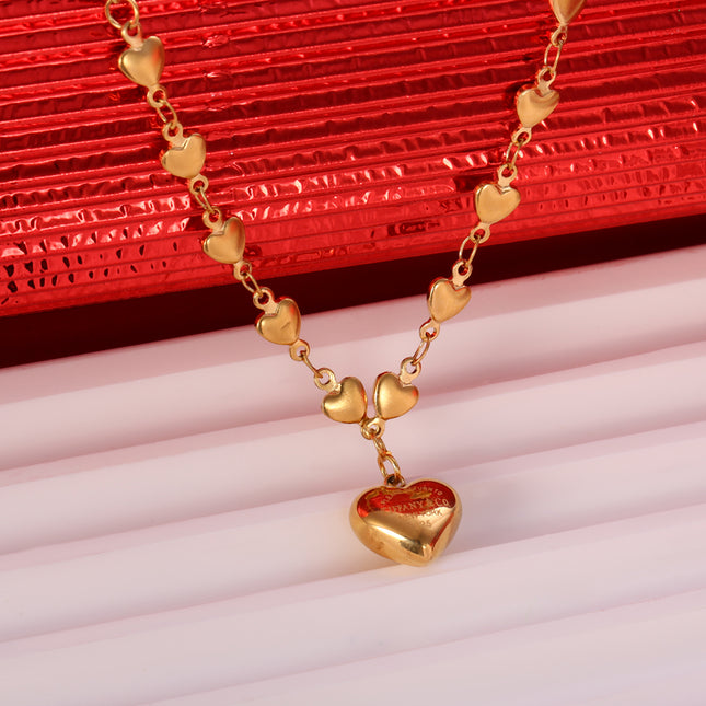 Collar Con Colgante De Corazón Dorado Elegante Y Romántico