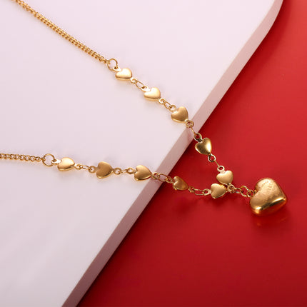 Collar Con Colgante De Corazón Dorado Elegante Y Romántico