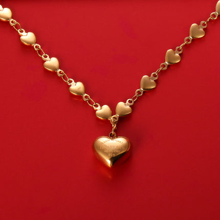 Collar Con Colgante De Corazón Dorado Elegante Y Romántico
