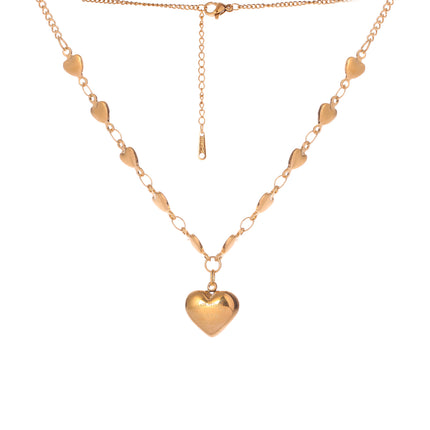 Collar Con Colgante De Corazón Dorado Elegante Y Romántico