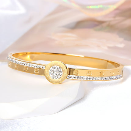 Pulsera Brazalete De Acero Inoxidable Con Círculos De Números Romanos