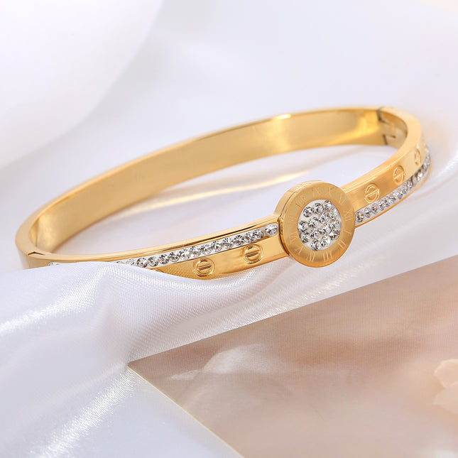 Pulsera Brazalete De Acero Inoxidable Con Círculos De Números Romanos