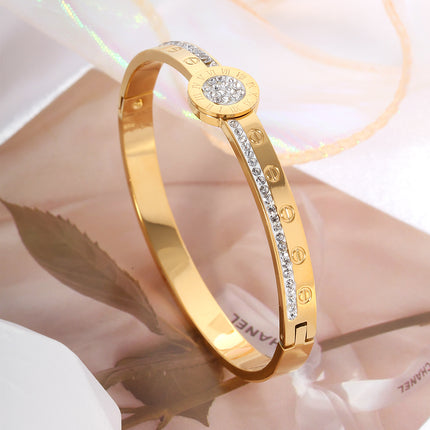 Pulsera Brazalete De Acero Inoxidable Con Círculos De Números Romanos