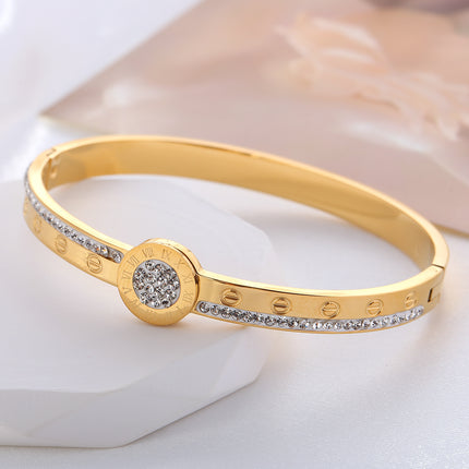 Pulsera Brazalete De Acero Inoxidable Con Círculos De Números Romanos