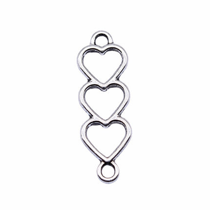 8x24mm Metal Forma De Corazón Hueco Pulido Conector,10 Piezas