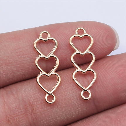 8x24mm Metal Forma De Corazón Hueco Pulido Conector,10 Piezas