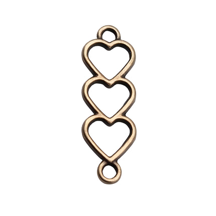 8x24mm Metal Forma De Corazón Hueco Pulido Conector,10 Piezas