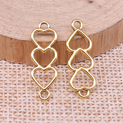 8x24mm Metal Forma De Corazón Hueco Pulido Conector,10 Piezas