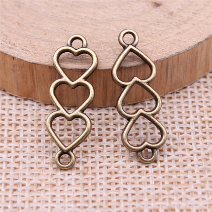 8x24mm Metal Forma De Corazón Hueco Pulido Conector,10 Piezas