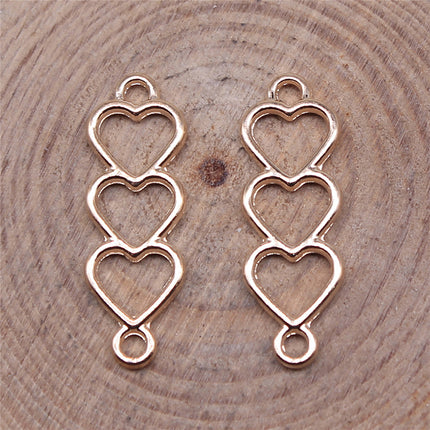 8x24mm Metal Forma De Corazón Hueco Pulido Conector,10 Piezas