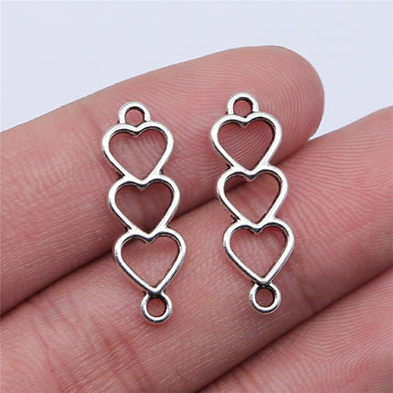 8x24mm Metal Forma De Corazón Hueco Pulido Conector,10 Piezas