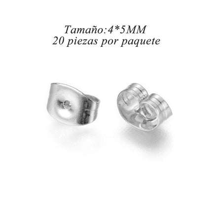 20 Paquete Tapones Metálicos De Mariposa Para Pendientes, 4x5mm