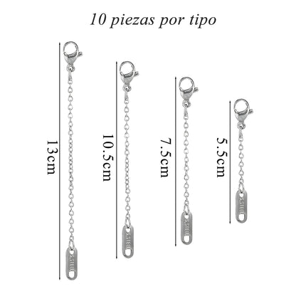 10 Uds Cadenas De Extensión De Acero Inoxidable Para Collares Y Pulseras
