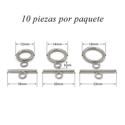 10 Juegos Cierres OT Acero Inoxidable Ronda Pulido Hebilla De Joyería