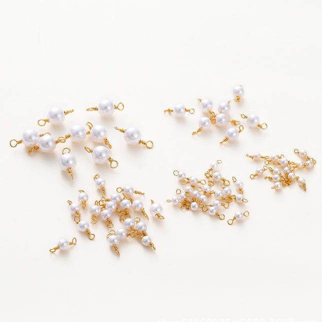 10 Unidades Conectores De Cobre Chapados En Oro 18K Con Perlas Imitación