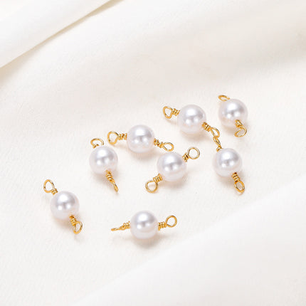 10 Unidades Conectores De Cobre Chapados En Oro 18K Con Perlas Imitación