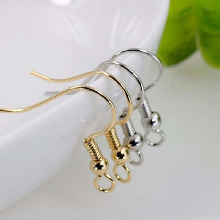 Ganchos De Cobre Con Resorte Y Bola Para Aretes, 100 Uds, Oro Y Plata