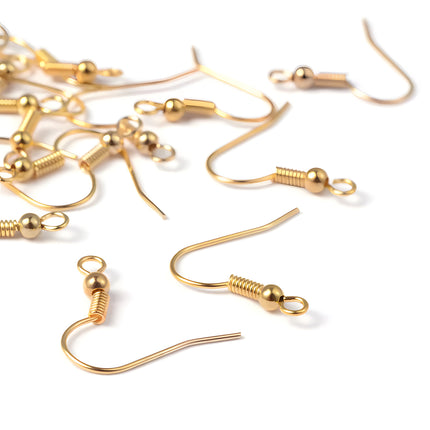 Ganchos De Cobre Con Resorte Y Bola Para Aretes, 100 Uds, Oro Y Plata