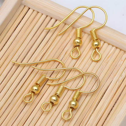 Ganchos De Cobre Con Resorte Y Bola Para Aretes, 100 Uds, Oro Y Plata