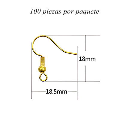 Ganchos De Cobre Con Resorte Y Bola Para Aretes, 100 Uds, Oro Y Plata