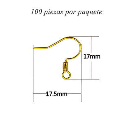 Ganchos De Cobre Con Resorte Y Bola Para Aretes, 100 Uds, Oro Y Plata