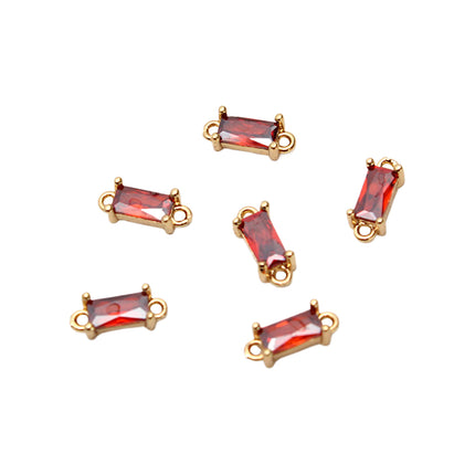 10 Piezas Colgantes Rectangulares Con Doble Conector Y Piedras De Colores