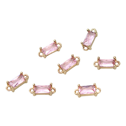 10 Piezas Colgantes Rectangulares Con Doble Conector Y Piedras De Colores