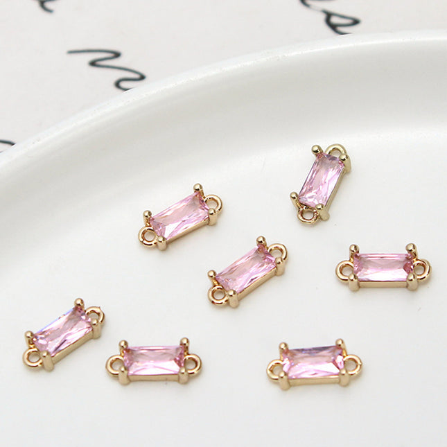 10 Piezas Colgantes Rectangulares Con Doble Conector Y Piedras De Colores