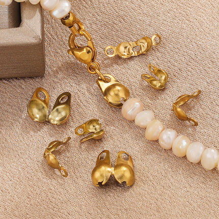 100 Uds Hebilla De Joyería De Acero Inoxidable Chapados En Oro Color Sólido