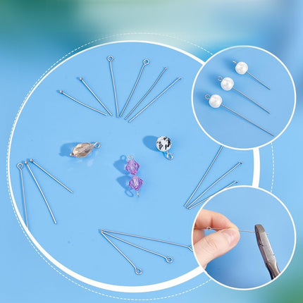 Agujas De Acero Inoxidable En Forma De T Y 9 Para Ensartar Cuentas DIY