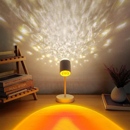 2 En 1 Lámpara Proyector Ambiente Doble Atardecer Agua Cabezal 360°
