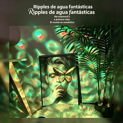 2 En 1 Lámpara Proyector Ambiente Doble Atardecer Agua Cabezal 360°
