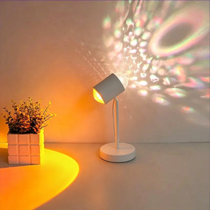 2 En 1 Lámpara Proyector Ambiente Doble Atardecer Agua Cabezal 360°