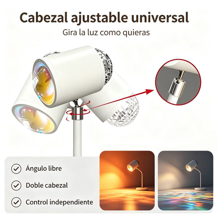 2 En 1 Lámpara Proyector Ambiente Doble Atardecer Agua Cabezal 360°