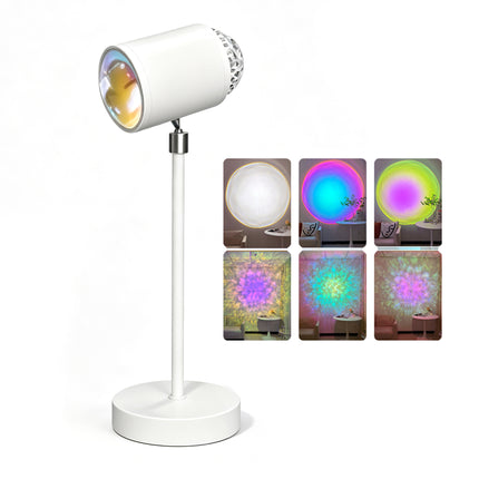 2 En 1 Lámpara Proyector Ambiente Doble Atardecer Agua Cabezal 360°