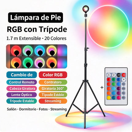 Sunset Projection Floor Lamp 1.7M Adjustable Stand LED Night Light for Living Room Bedroom