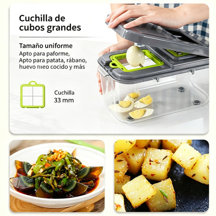 Cortador de Verduras 22 Piezas Multifuncional Rallador y Recipiente