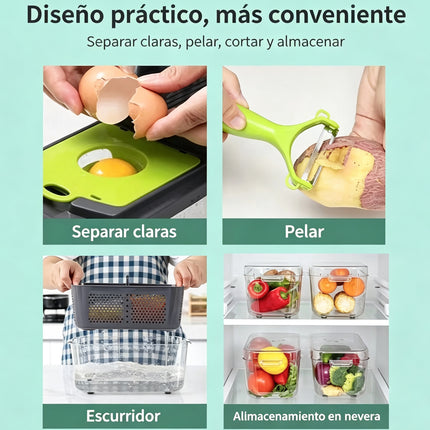 Cortador de Verduras 22 Piezas Multifuncional Rallador y Recipiente