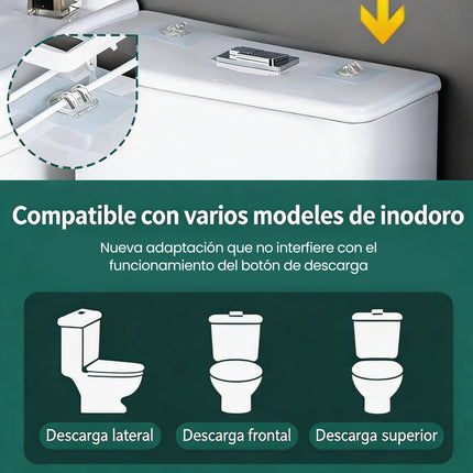 Estante De Baño Sobre Inodoro 2 Niveles Con Ganchos Sin Taladrar Blanco