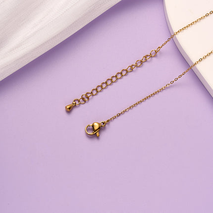 Tobillera Cadena Clásica De Acero Al Titanio De 18K De Perlas De Diamantes Cuadrados De Moda