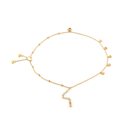 Tobillera Cadena De Acero Al Titanio De 18K Con Corazón De Estilo Ins Clásica De Moda